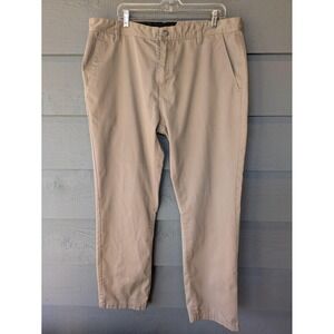 Vintage Volcom Pants Mens 40x32 Beige Chino Flat Front Straight Leg Skater Y2K